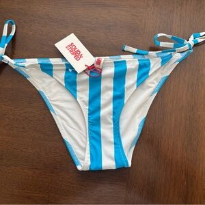 SOLID & STRIPED Blue and White Striped Bikini Bottom